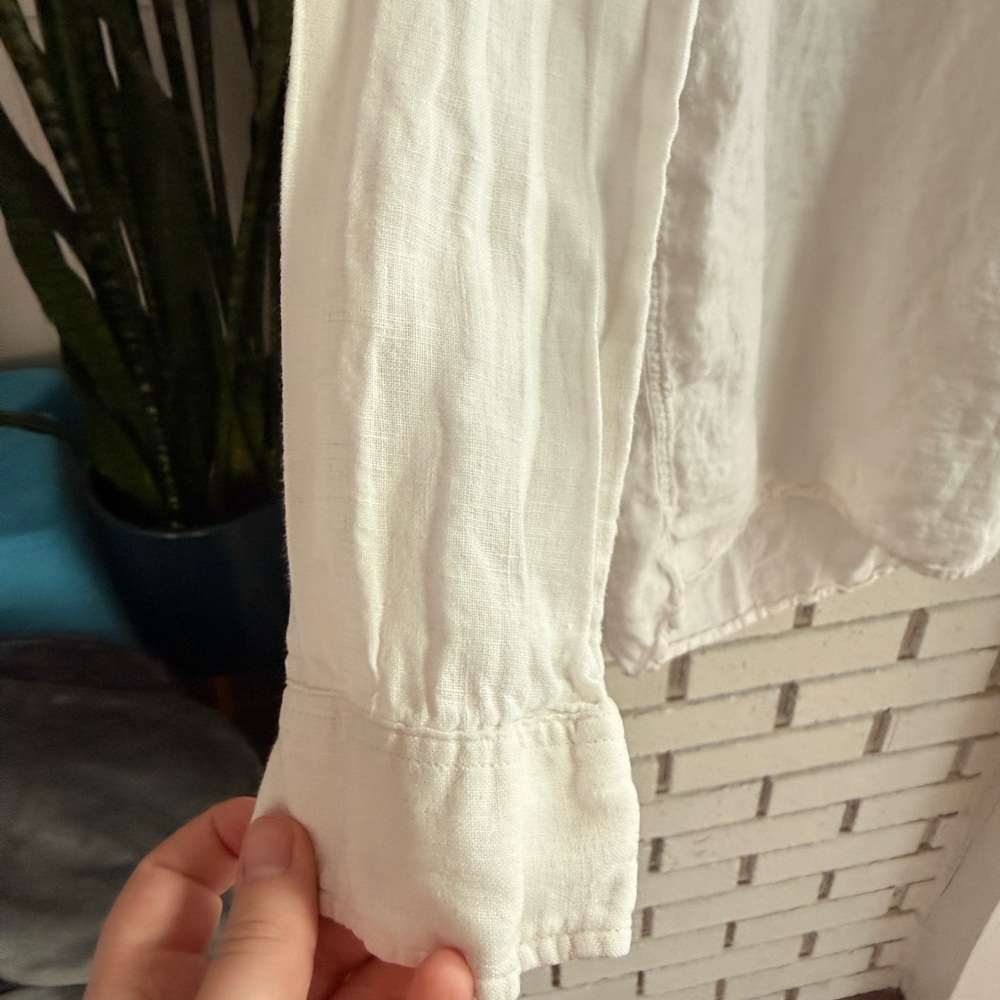 Faherty 100% Linen White Tunic Button Up Top in Size‎ Small - Picture 5 of 10